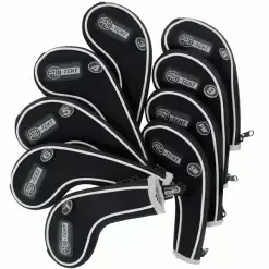 PRO-TEKT PREMIUM ZIPPED GRAPHITE FRIENDLY GOLF IRON HEAD COVERS / 3-SW