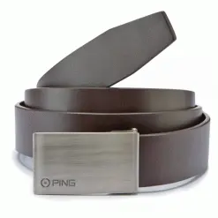 PING HUGHES LEATHER GOLF BELT – BROWN